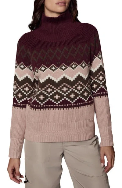 Alp N Rock Leighton Fair Isle Turtleneck Sweater In Burgundy