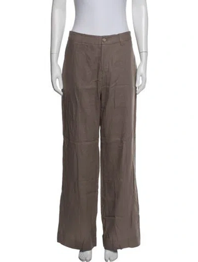 Pre-owned Alp N Rock Linen Wide Leg Pants In Brown