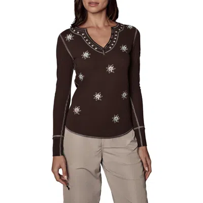 Alp N Rock Natasha Organic Cotton Blend Henley In Brown