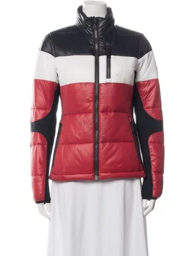 Pre-owned Alp N Rock Nylon Colorblock Pattern Down Jacket In Red