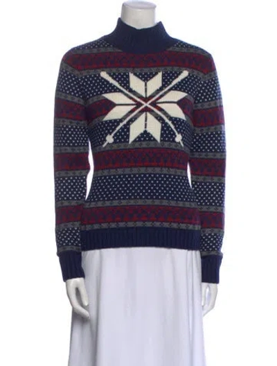 Pre-owned Alp N Rock Printed Turtleneck Sweater W/ Tags In Blue