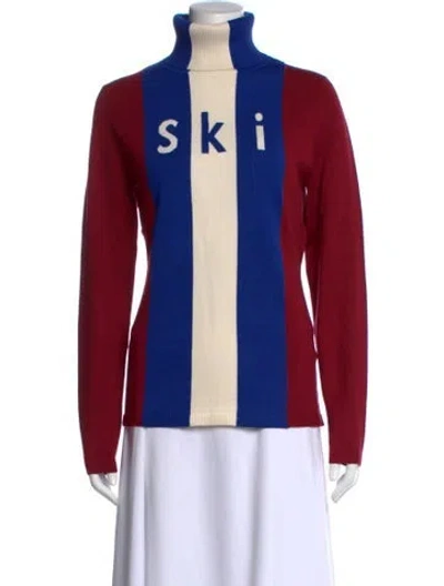 Pre-owned Alp N Rock Printed Turtleneck Sweater W/ Tags In Red