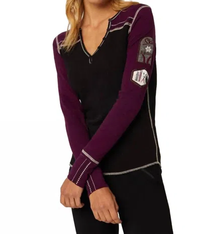 Alp N Rock Rassa Henley Top - Black/purple - Sale In Multi