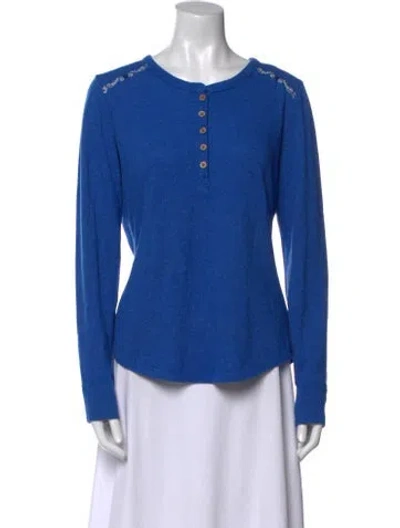 Pre-owned Alp N Rock Scoop Neck Long Sleeve Top In Blue