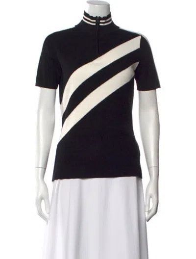 Pre-owned Alp N Rock Striped Mock Neck Sweater In Black
