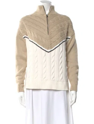 Pre-owned Alp N Rock Striped Mock Neck Sweater In Neutrals