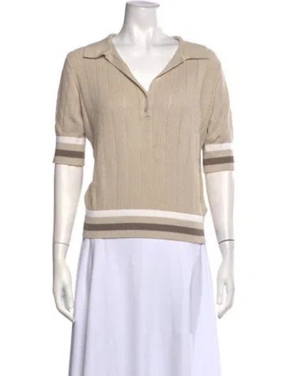 Pre-owned Alp N Rock Striped Short Sleeve Polo In Neutrals