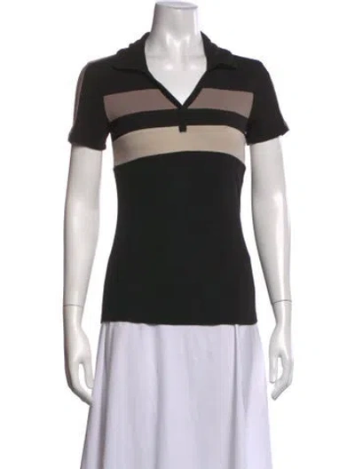 Pre-owned Alp N Rock Striped V-neck Polo In Black
