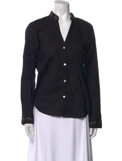 Pre-owned Alp N Rock V-neck Long Sleeve Button-up Top In Blue