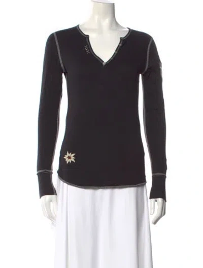 Pre-owned Alp N Rock V-neck Long Sleeve Top In Black