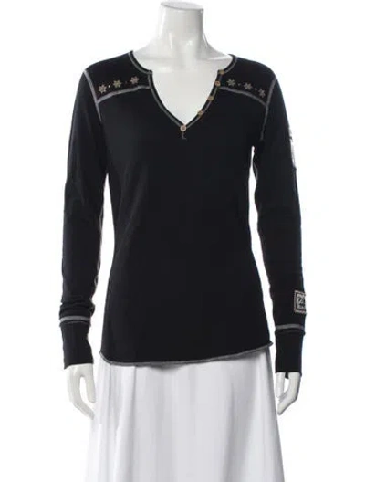 Pre-owned Alp N Rock V-neck Long Sleeve Top In Black