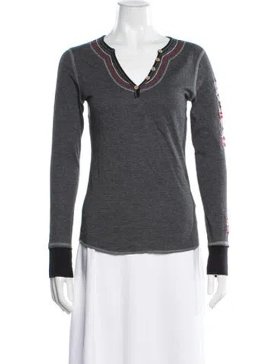 Pre-owned Alp N Rock V-neck Long Sleeve T-shirt In Gray