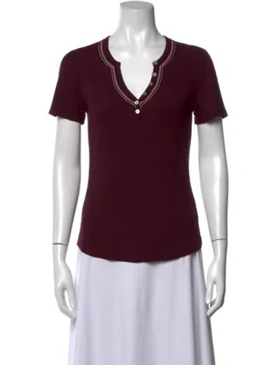Pre-owned Alp N Rock V-neck Short Sleeve T-shirt In Burgundy