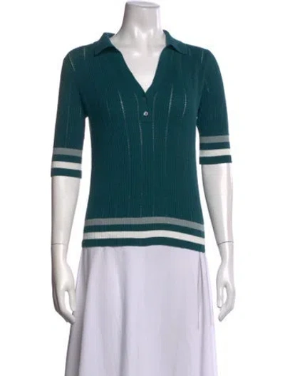 Pre-owned Alp N Rock V-neck Three-quarter Sleeve Polo In Green