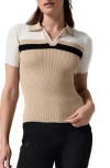 Alp N Rock Zoey Stripe Johnny Collar Rib Polo In Wheat