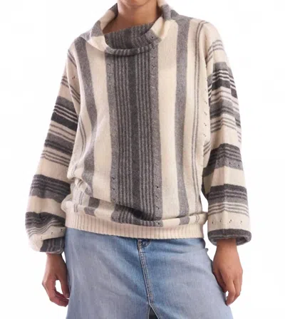 Alpaca Collection Maxine Turtleneck Sweater In Grey Multi