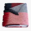 Alpaca Loca Women's Blue / Grey / Red Scarf Blocked Ruby Red, Blue And Grey