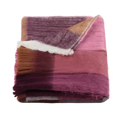 Alpaca Loca Women's Pink / Red / Neutrals Scarf, Shawl Blocked Wine Red Grape & Naturals - Alpaca Wool In Multi