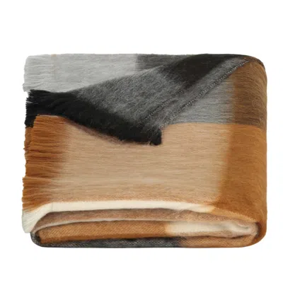 Alpaca Loca Women's Scarf/shawl Blocked Black/grey/naturals Alpaca Wool In Brown