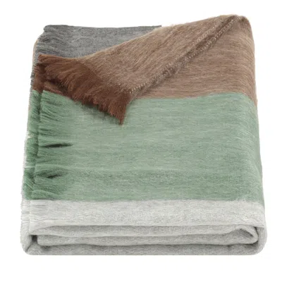 Alpaca Loca Women's Scarf/shawl Striped Brown, Mint, Grey - Alpaca Wool In Multi