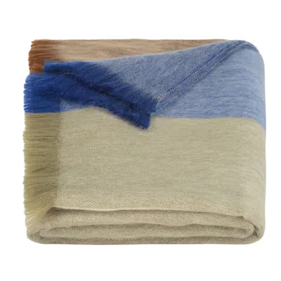 Alpaca Loca Women's Scarf/shawl Striped Cobalt Blue, Naturals - Alpaca Wool