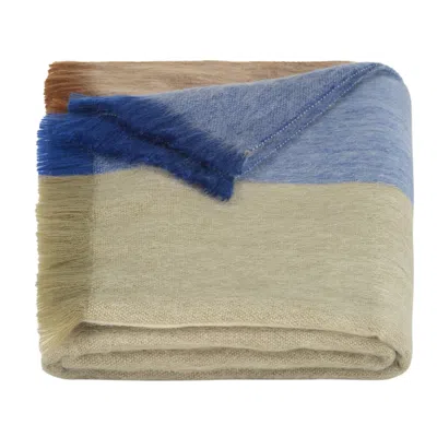 Alpaca Loca Women's Scarf/shawl Striped Cobalt Blue, Naturals - Alpaca Wool In Neutral