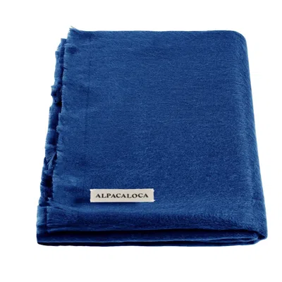 Alpaca Loca Women's Slim Scarf Shawl Bright Blue Alpaca Wool