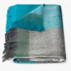 Alpaca Loca Women's White / Green / Blue Scarf Blocked Emerald, Turquoise And Naturals
