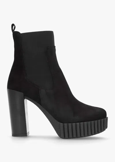 Alpe Ablush Black Suede Platform High Heel Ankle Boots