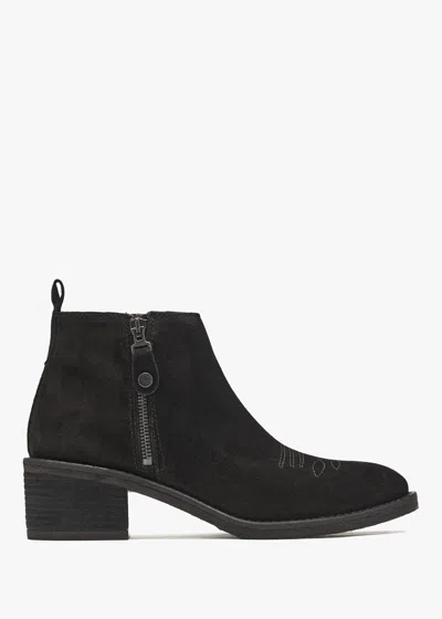 Alpe Ackie Black Suede Western Ankle Boots