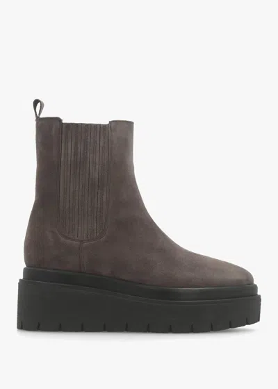 Alpe Alpie Brown Suede Crepe Sole Chelsea Boots In Grey Suede