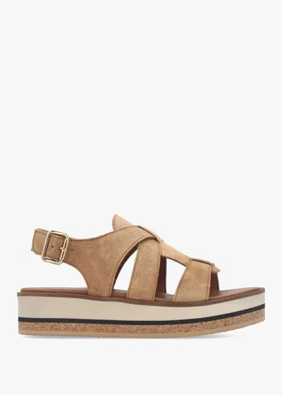 Alpe Amsty Tan Suede Slab Sole Fisherman Sandals