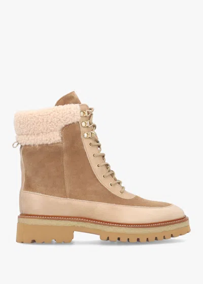 Alpe Ashearl Taupe Suede & Leather Ankle Boots In Brown