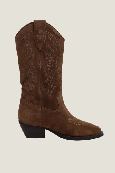 Alpe Aspiga Ladies Camilla Cowboy Boots Leather Suede Chocolate Brown 37-41 | 38/5