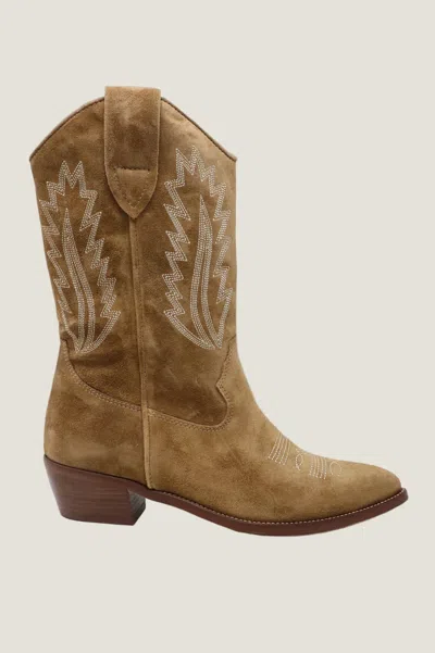 Alpe Aspiga Ladies Sustainable Camilla Cowboy Boots Leather Suede Camel Brown 37-41 | 41/8