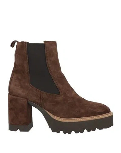 Alpe Woman Shoes Woman Ankle Boots Dark Brown Size 8 Leather