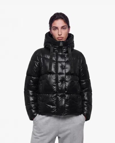 Alpenhaus Corelle Short Puffer Jacket With Webbing Detailing In Black