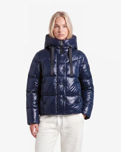 Alpenhaus Corelle Short Puffer Jacket With Webbing Detailing In Blue