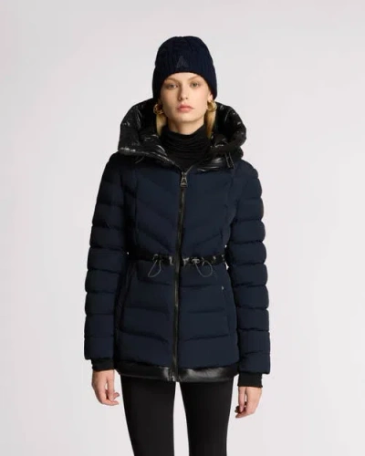 Alpenhaus Everlong Lightweight Herringbone Quilted Puffer With Lustre Detailing In Midnight