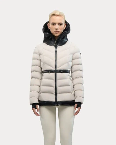 Alpenhaus Everlong Lightweight Herringbone Quilted Puffer With Lustre Detailing In Snow-white