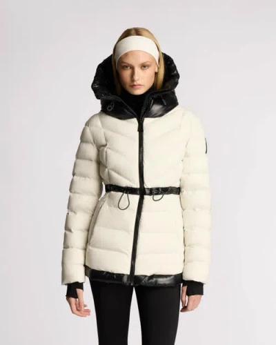 Alpenhaus Everlong Lightweight Herringbone Quilted Puffer With Lustre Detailing In Snow-white