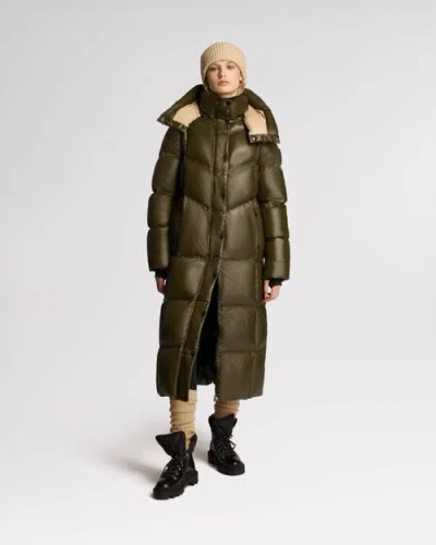 Alpenhaus Meribel Quilted Maxi Puffer With Removable Hood In Olive