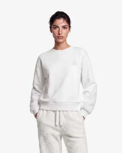 Alpenhaus Montiel Relaxed Crewneck With Faux Faux Sherling Inserts In White