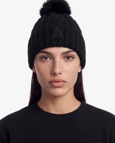 Alpenhaus Murier Cable Knit Beanie With Removable Pompom In Black