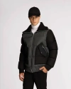 Alpenhaus Sebonack Quilted Denim-look Bomber Jacket With Fold-over Ribbed Collar In Black