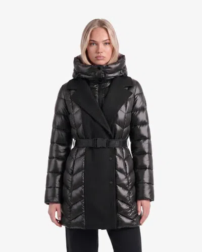 Alpenhaus Selviere Wool-like Mixed Media Belted Coat In Black