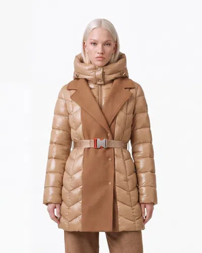 Alpenhaus Selviere Wool-like Mixed Media Belted Coat In Brown