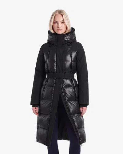 Alpenhaus Valezia Belted Maxi Length Puffer Coat In Black