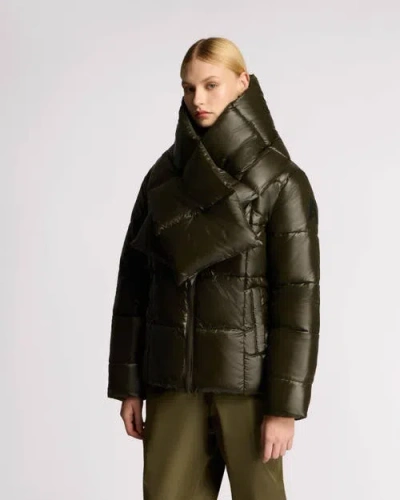 Alpenhaus Winekka 2-in-1 Reversible Puffer With Oversized Removable Scarf In Moss