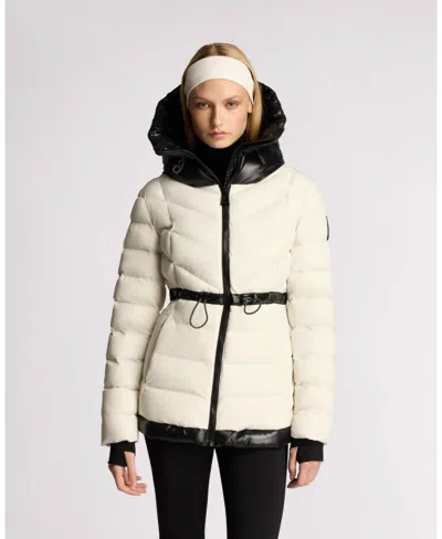 ALPENHAUS WOMEN'S EVERLONG LIGHTWEIGHT HERRINGBONE QUILTED PUFFER WITH LUSTRE DETAILING